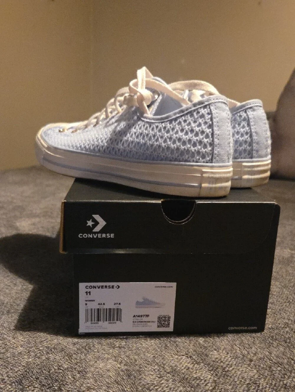 Converse Light Blue Knit Low-Top Sneakers with Cream Accents